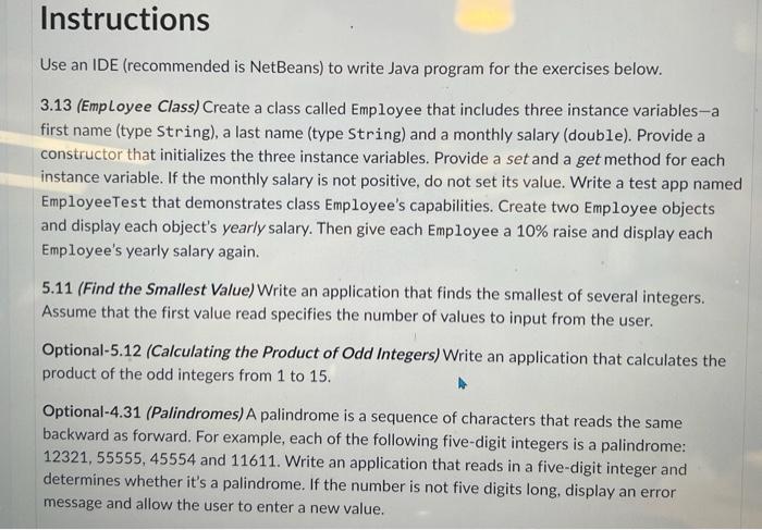  3.13 (Employee Class) Create a class called Employee that includes three