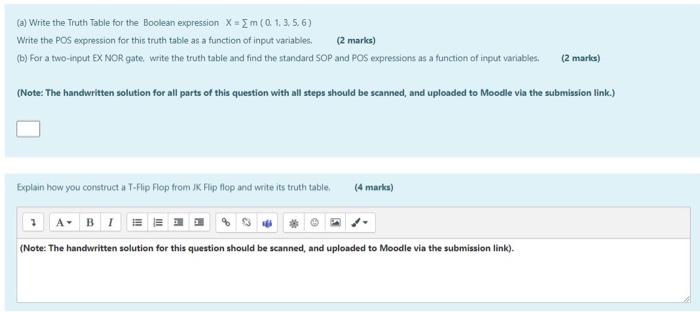  (a) Write the Truth Table for the Boolean expression X=Im(Q. 1,3,5,6)