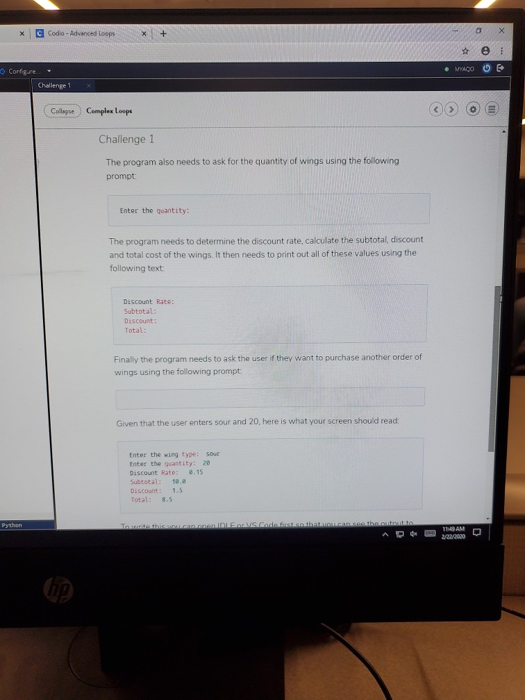 conidtion lapse Complex Loops Challenge 1 Directions Read the problem listed below.
