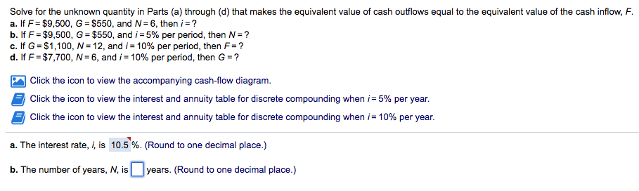 I need help in b,c,d Solve for the unknown quantity in Parts