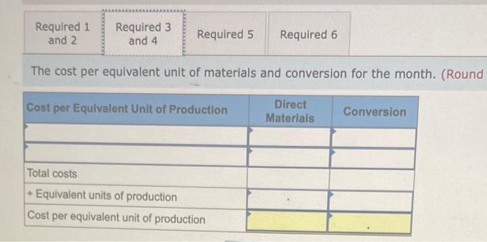 products. Information for the company's first production process September follows. Assume that