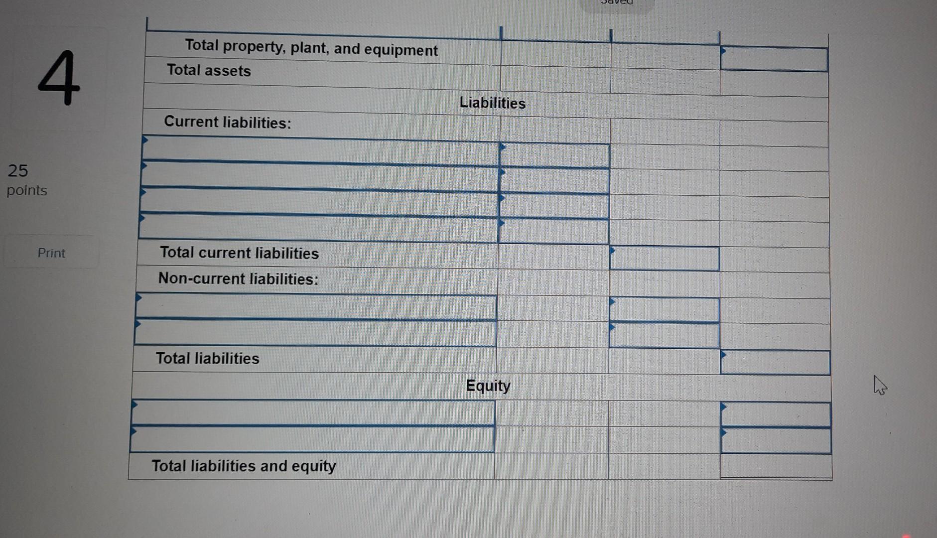 in alphabetical order. For the bank loan, $56,700 is due in 2024
