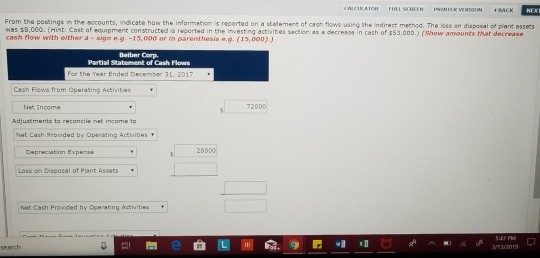 Statement of Cash Flows. Would really appreciate it if someone could help