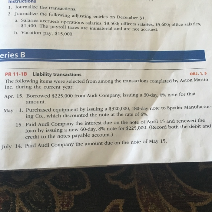  I need assistance with journalizing these transactions?!?!?! nstructions 1. Journalize the