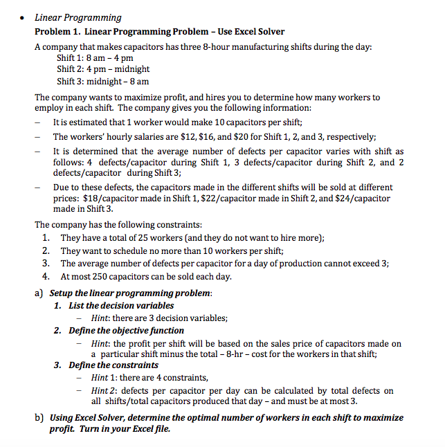 SLOVE IT TO THE END CLEARLY PLEASE Linear Programming Problem 1. Linear