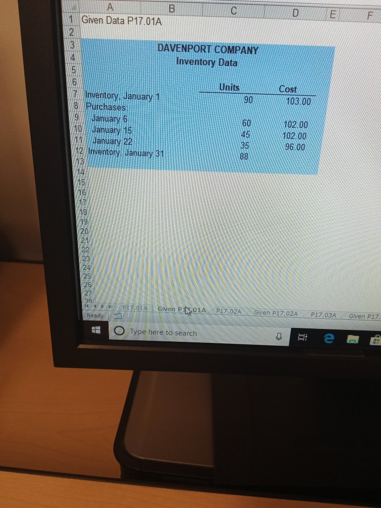 P17.01A P17.02A Gven P17.02AP17.03A Ready O Type here to search Student Name: