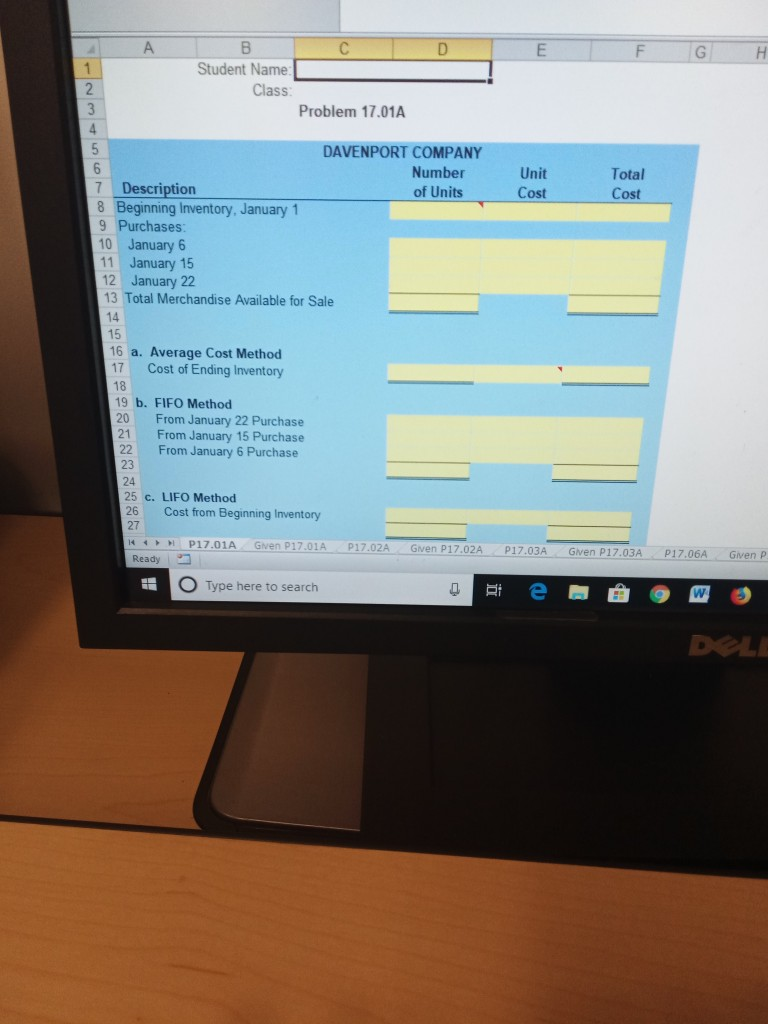 Class: Problem 17.06A 4 ANDERSON SAILING COMPANY 7 2. Cost of items