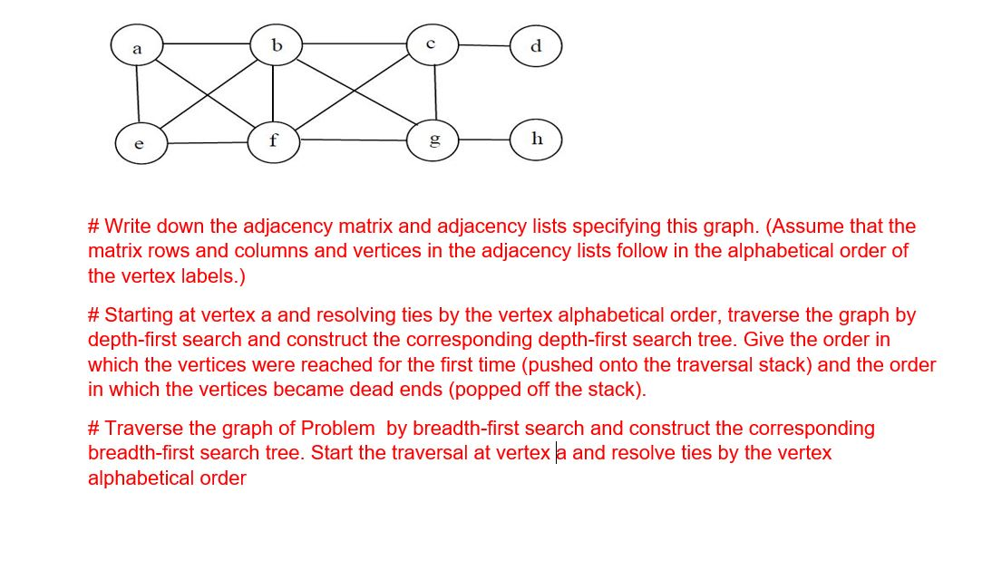  # Write down the adjacency matrix and adjacency lists specifying this