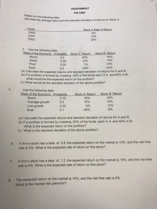 how to do 3 6 7 8 Based on the following data;