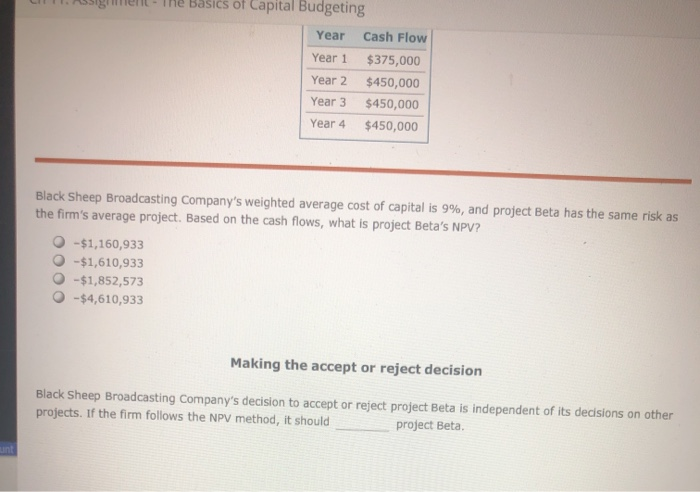 with the NPV method The net present value (NPV) rule is considered