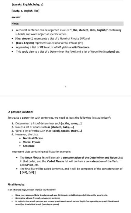 List implementations 2 Project Description: - Write a simple Parser in Java,