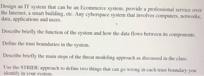  Please help with this Design an IT system that can be
