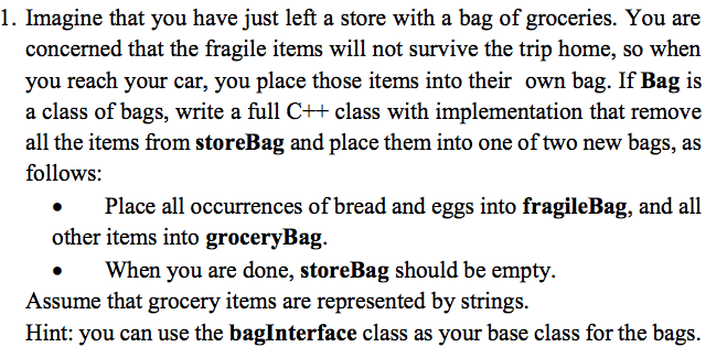 In c++, please include driver program! SOME MORE STUFF TO HELP: /**