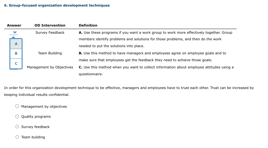  6. Group-focused organization development techniques In order for this organization development
