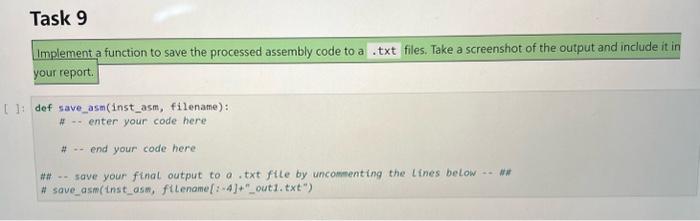 your report. Using inst_asm list as input, remove all lines that contain