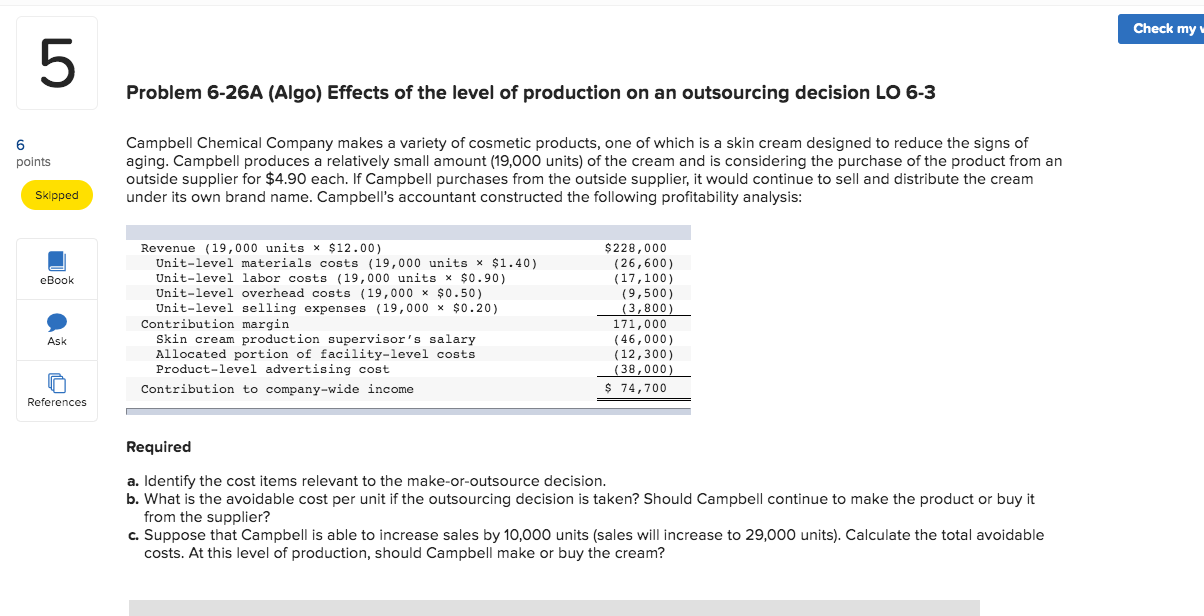 Please answer in the format above Check my Problem 6-26A (Algo) Effects