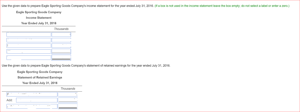 in the right answers, given the table of data Data Table Retained
