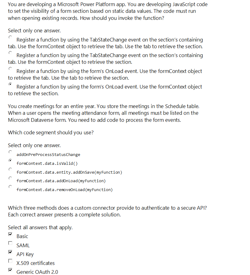  You are developing a Microsoft Power Platform app. You are developing