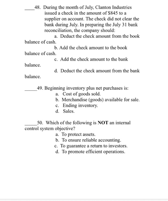method. _7. Jin a bank reconciliation, permanent differences require an adjusting journal