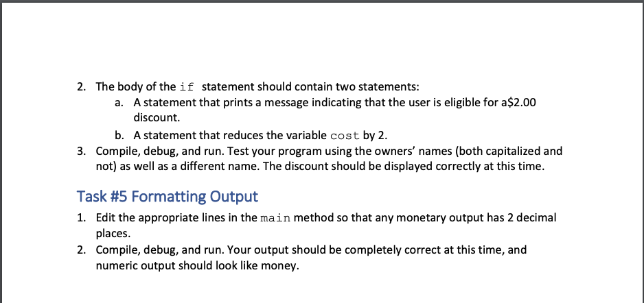 compare String objects - Be able to use a flag - Be