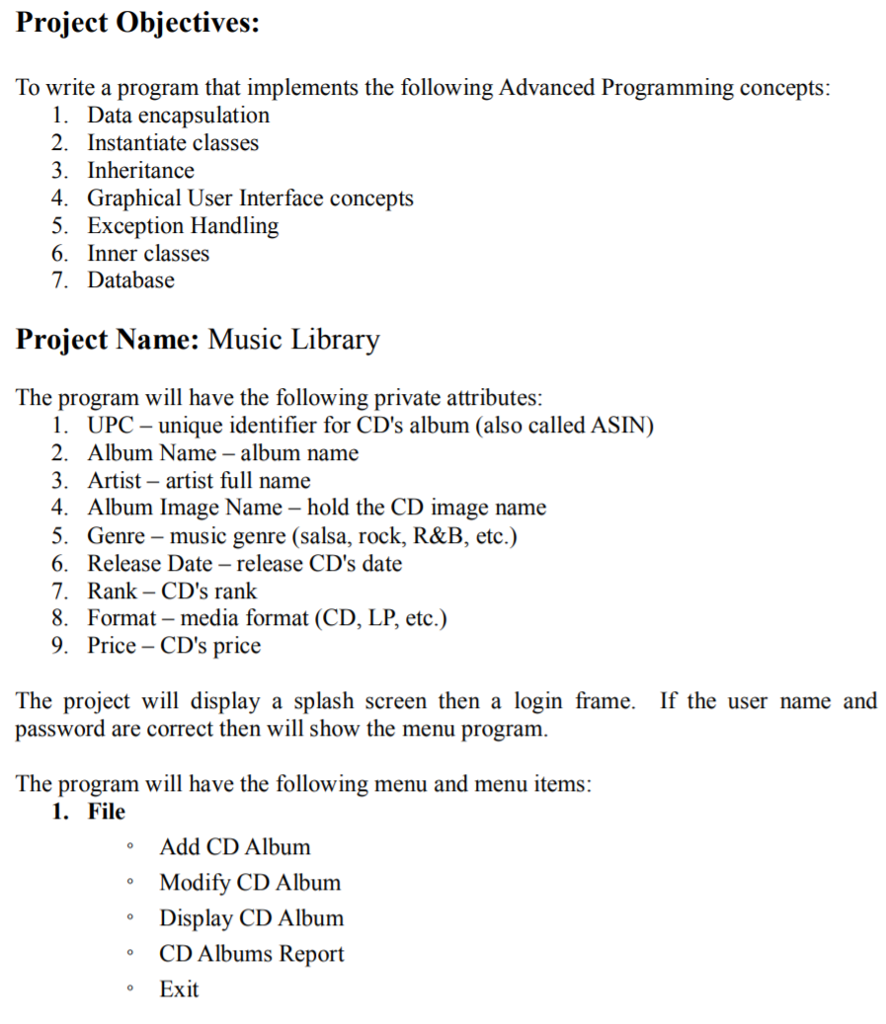 Please, create a program that contains a JFrame and a Database, using