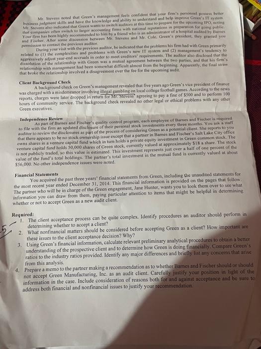 understanding Introduction The accounting firm of Barnes and Fischer, LP, is a