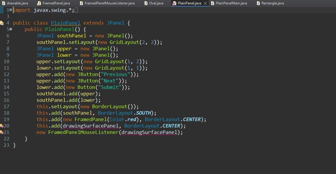 Write a class called FramedPanelMouseListener (let's make it a separate, non-nested class.
