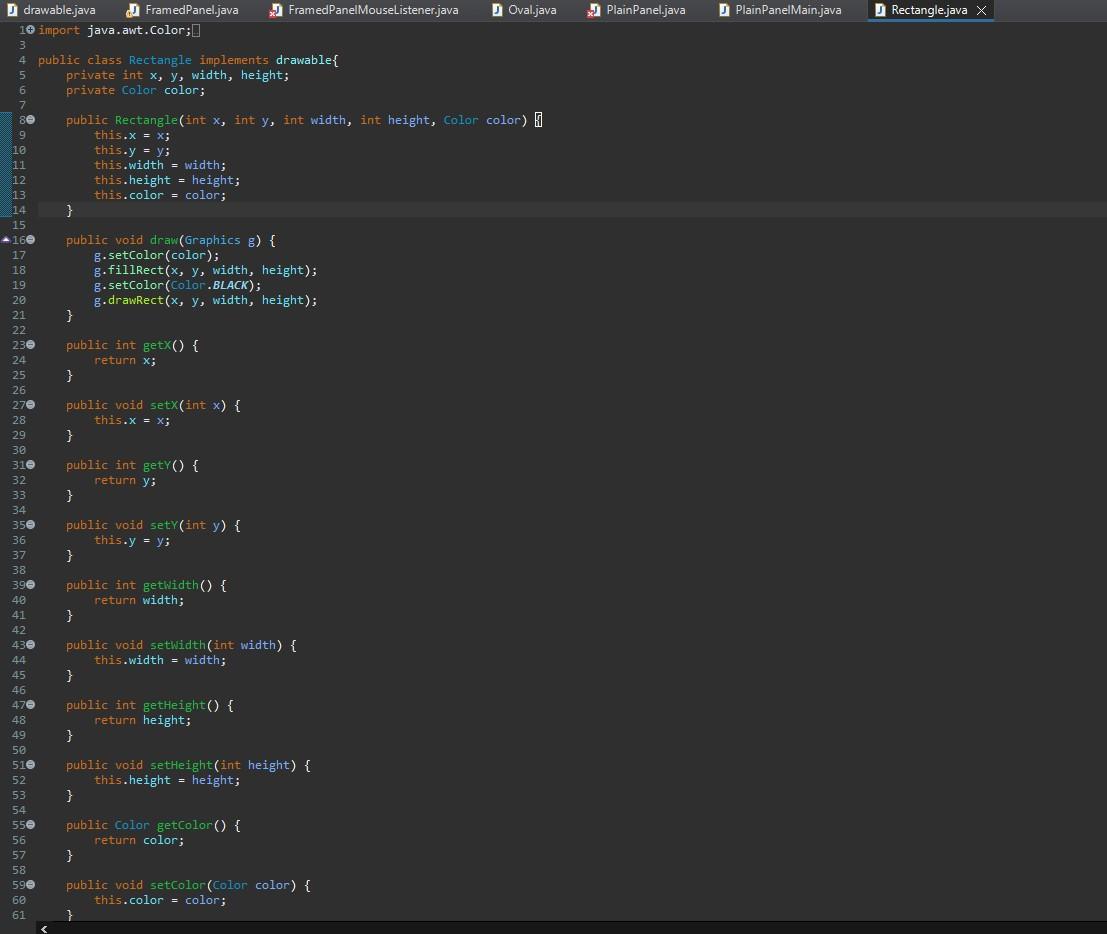 FramedPanelMouseListener so that it: a) Implements the MouseListener interface. b) Has a