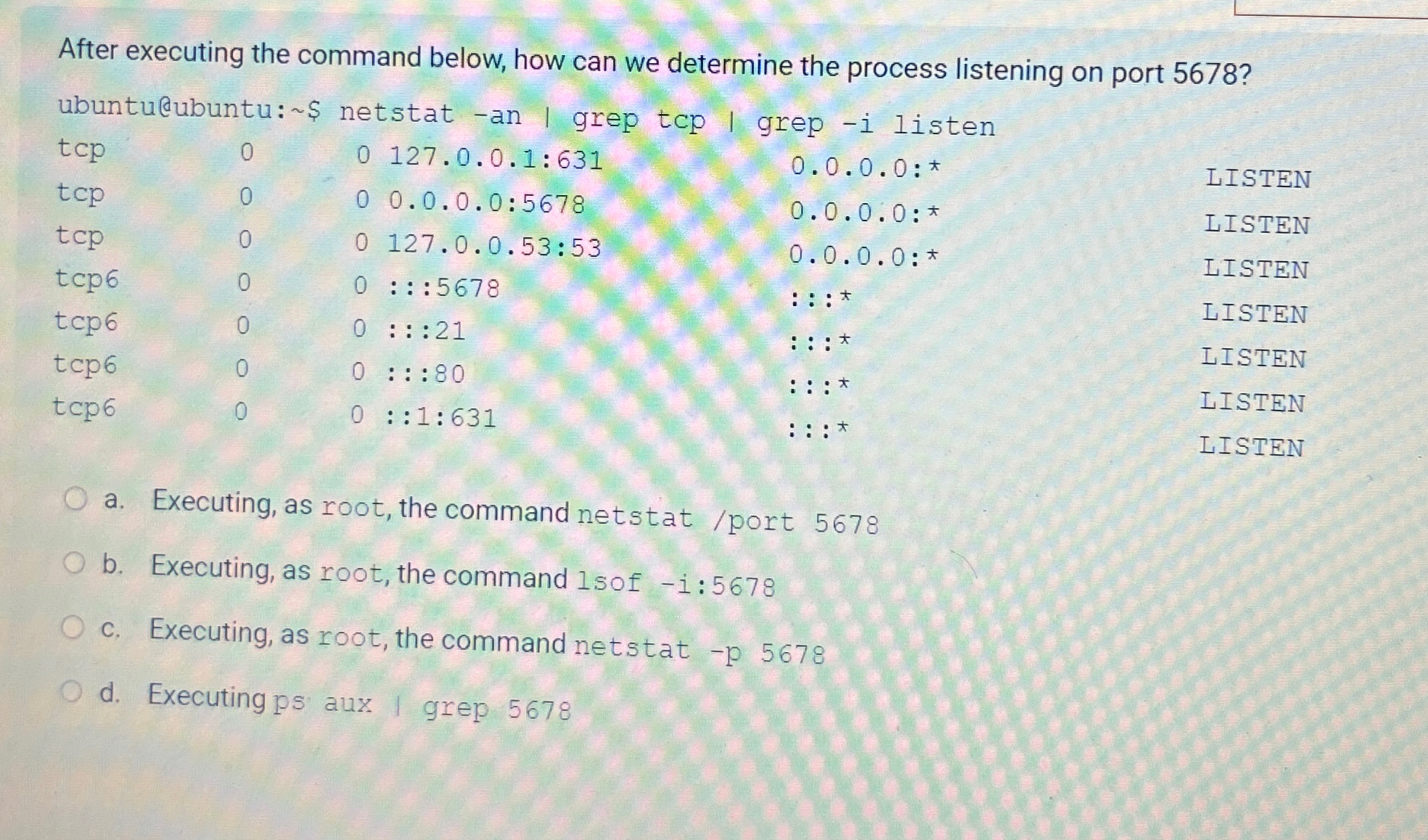  After executing the command below, how can we determine the process