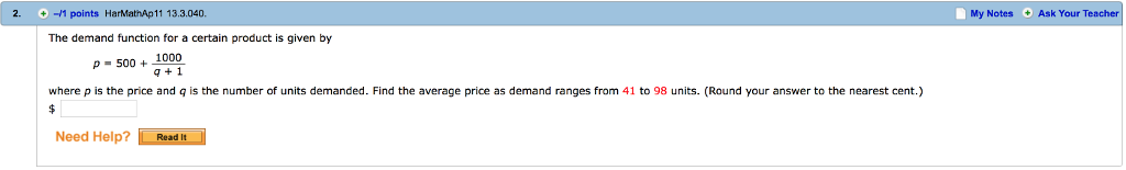 Hello, can someone help me with this question, please? The demand function