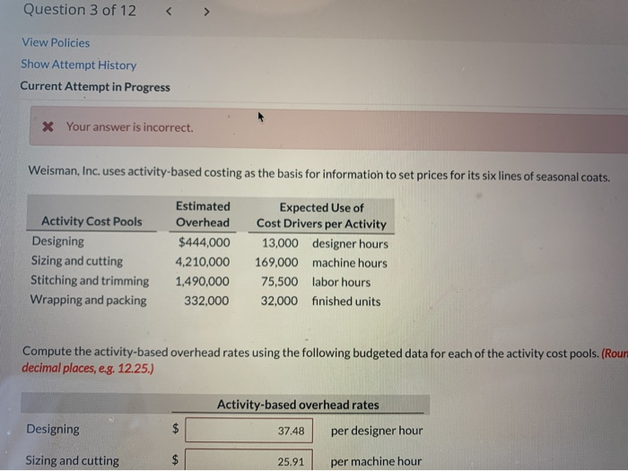 Please help me with this question. Thank You! Question 3 of 12