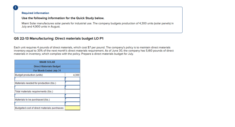 Required information Use the following information for the Quick Study below.