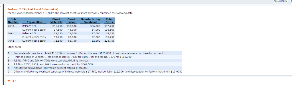 Exercise 2-2a (b) Problem 2-2A (Part Level Submission) For the year ended