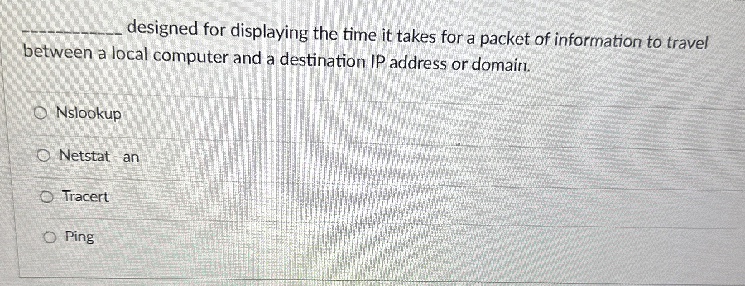  q, designed for displaying the time it takes for a packet