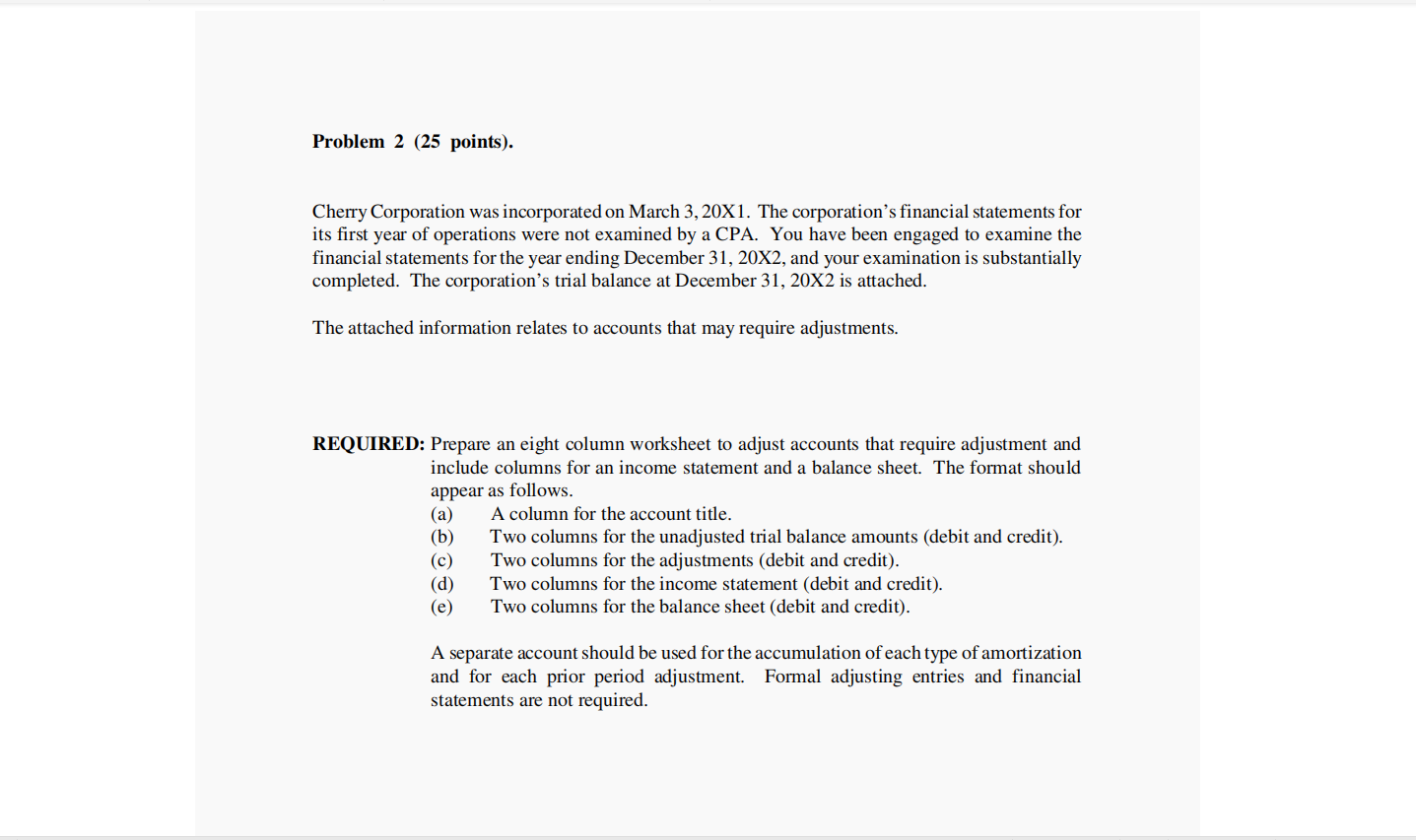 Problem 2 (25 points). Cherry Corporation was incorporated on March 3,
