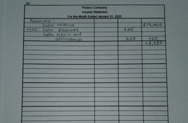 This company uses the perpetual system of inventory. 4. Check figures: Cash
