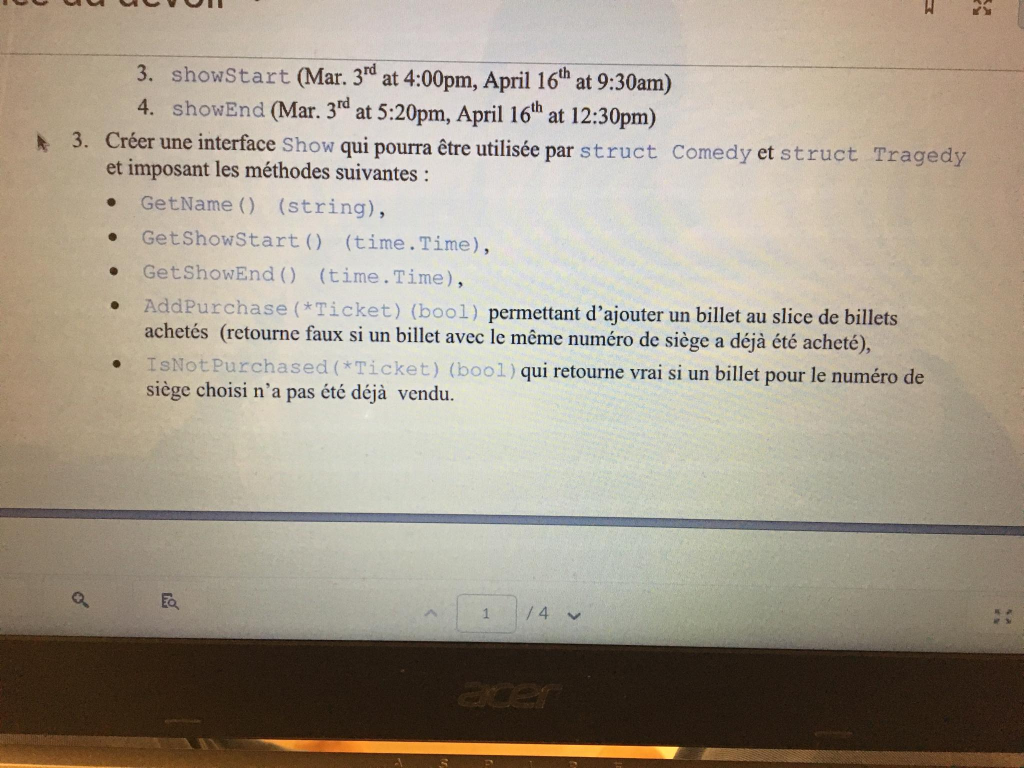 1. Crer la struct Play avec: Un string pour le nom (name)