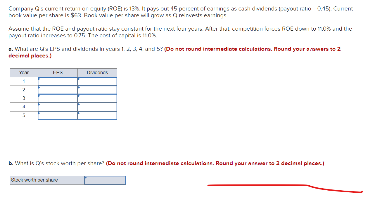 J Company Q's current return on equity (ROE) is 13%. It pays