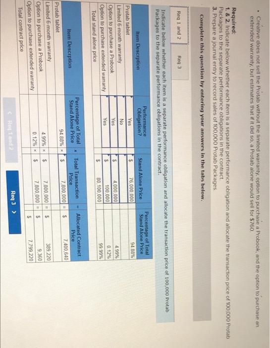 sales price of a Protab Package includes the following One Protab computer