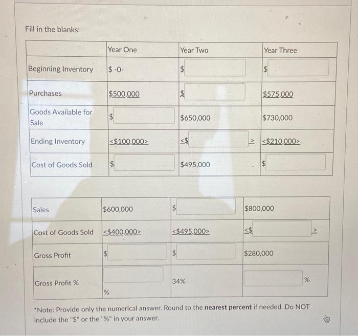 Fill in the blanks: "Note: Provide only the numerical answer. Round