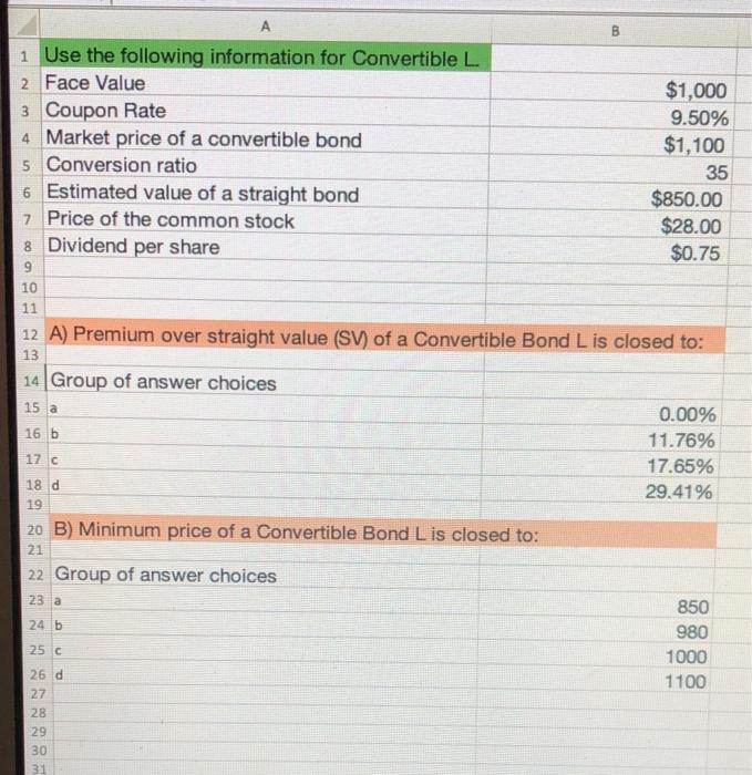 please explain this in excel with formulas given 35 1 Use the
