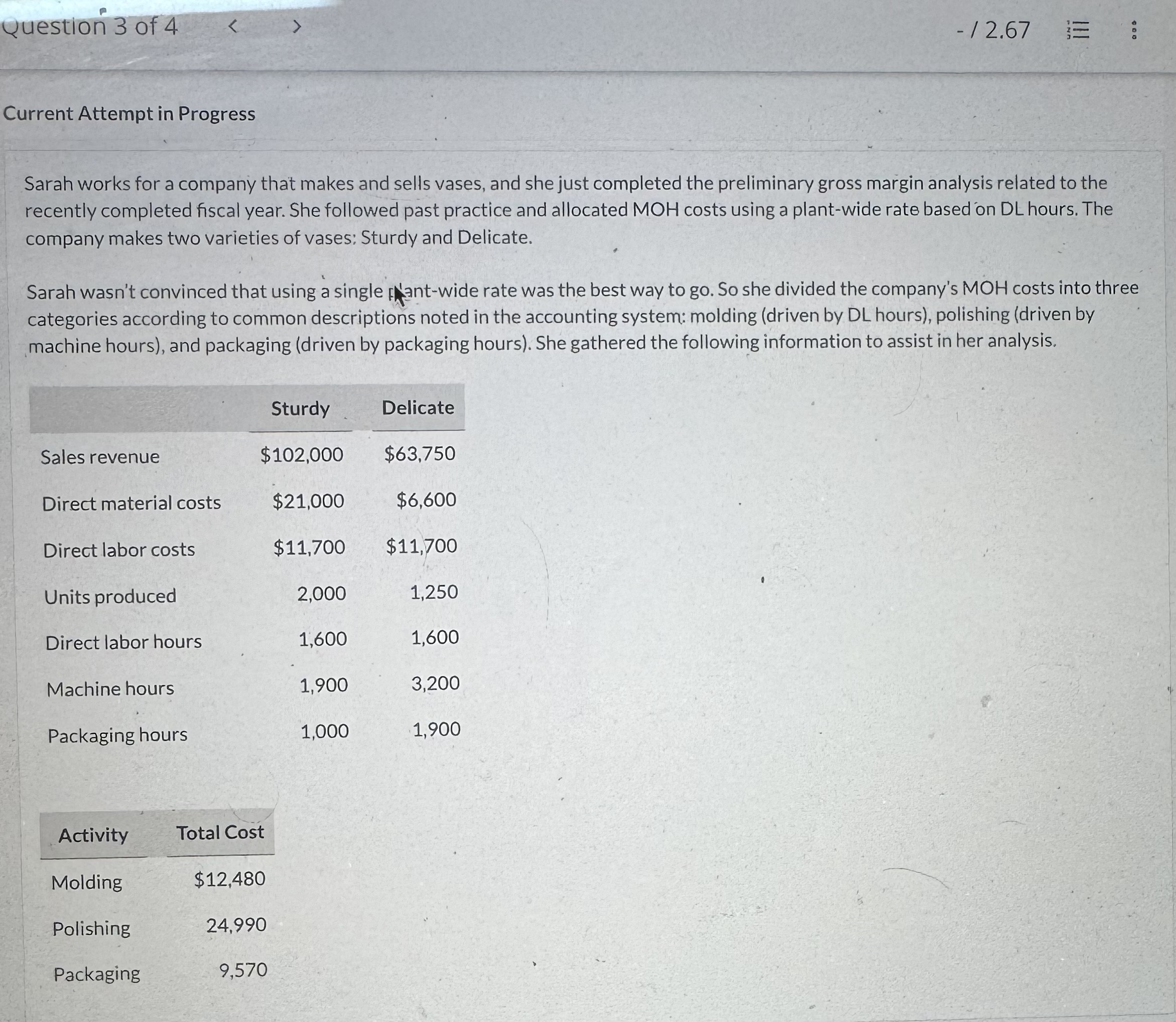  (b) Calculate the activity-based rates using the more detailed information she
