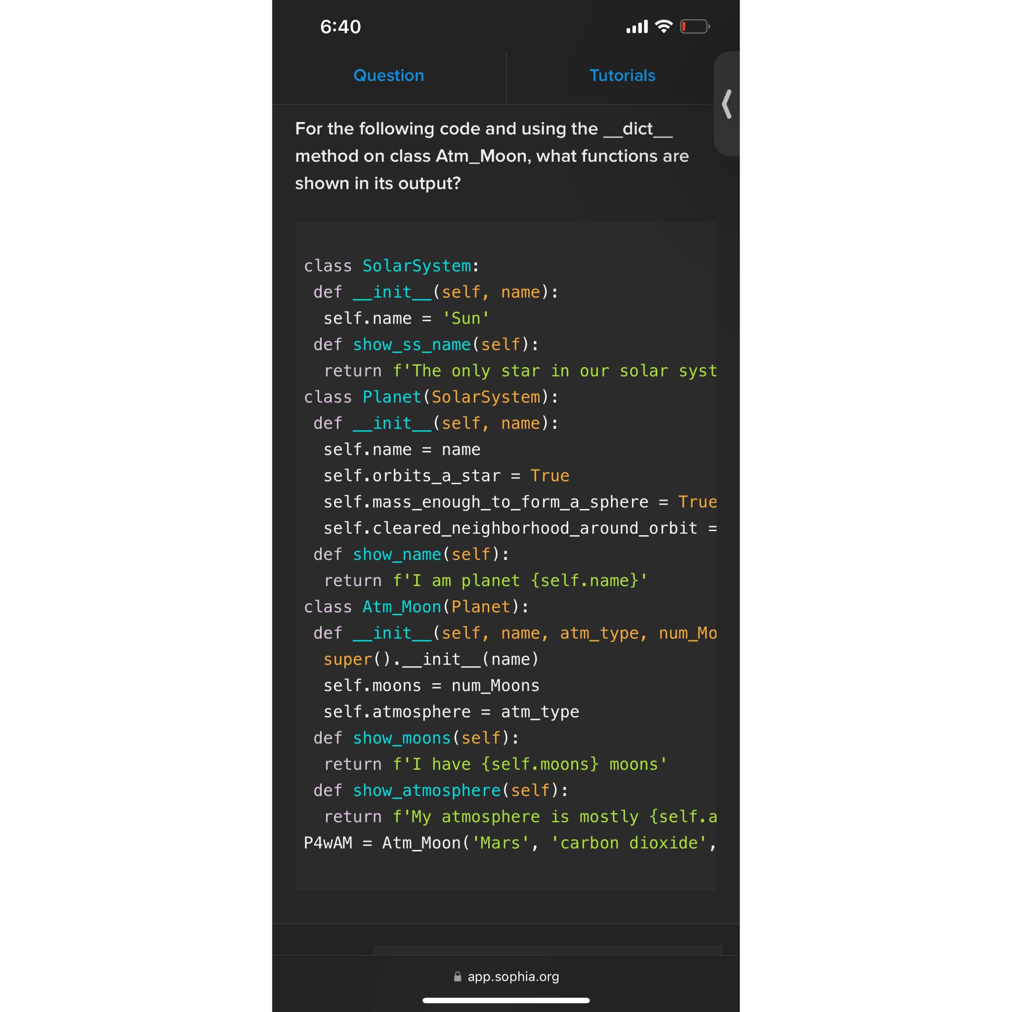  6:40 .11 Question Tutorials For the following code and using the