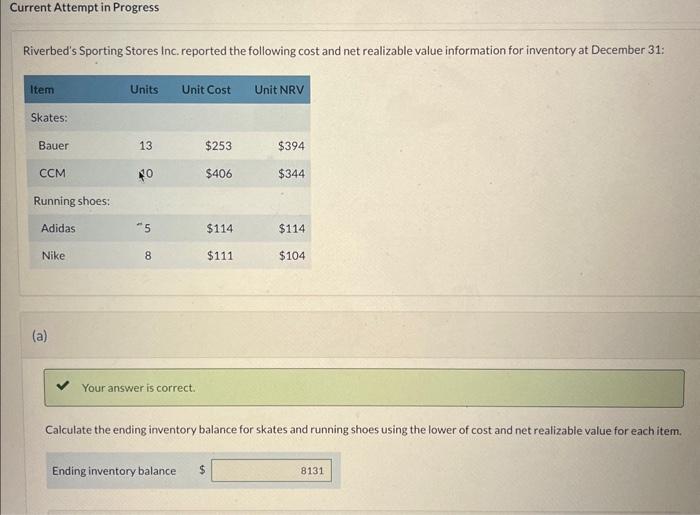  Current Attempt in Progress Riverbed's Sporting Stores Inc. reported the following