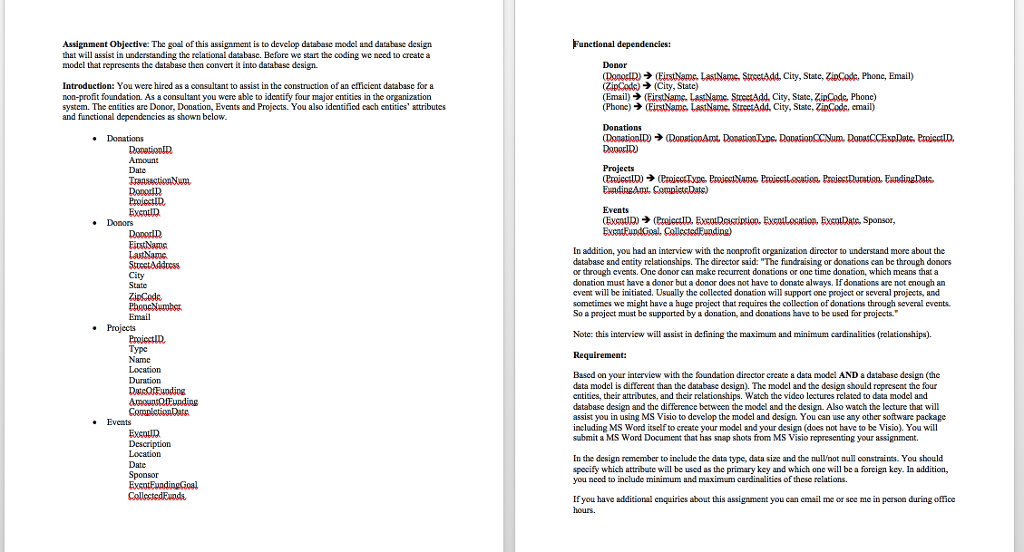 Assignment Objective: The goal of this assignment is to devclop database