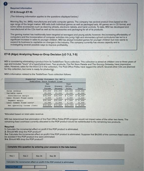  Required information E7-6 through E7.10. The following information applies to the