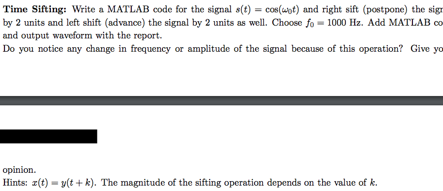  Time Sifting: Write a MATLAB code for the signal s(t) =