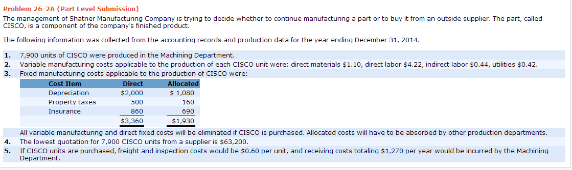 Please help me on this homework Problem 26-2A (Part Level Submission) The