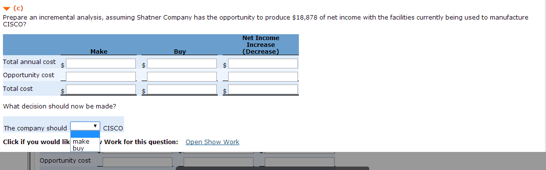 management of Shatner Manufacturing Company is trying to decide whether to continue