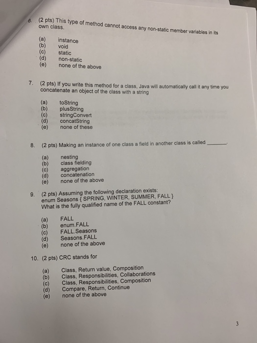  i need help (2 pts) This type of method cannot access
